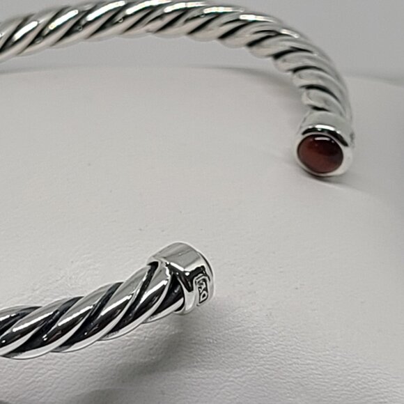 David Yurman 6 mm cable cuff with Red Tiger Eye size large
